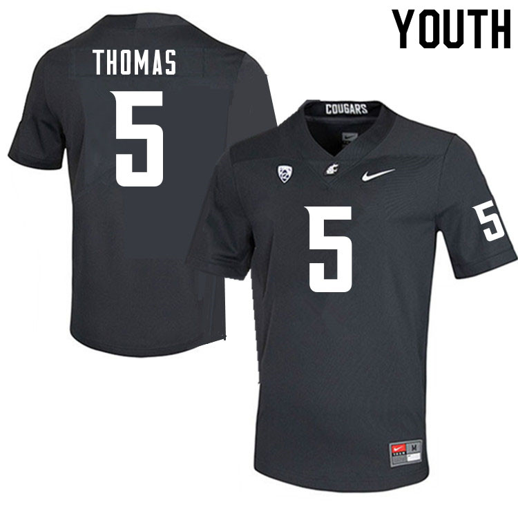 Youth #5 Skyler Thomas Washington Cougars College Football Jerseys Sale-Charcoal - Click Image to Close